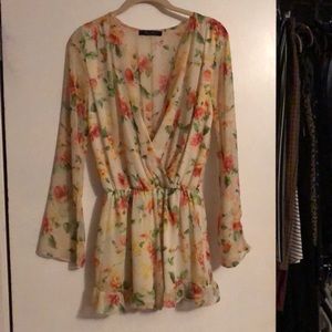 Cream floral romper